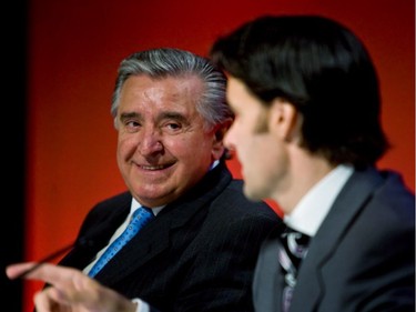 Lino Saputo (Chairman of the Board) and Lino Saputo, Jr (President and CEO) during the Saputo Annual Meeting on Wednesday, August 6, 2008 at the Seraton Laval Hotel.