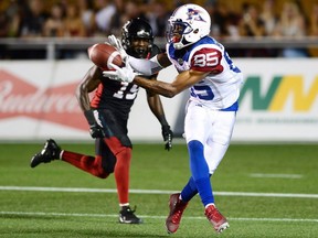 Alouettes' B.J. Cunningham  has a league-leading average of 18.3 yards per catch this season and already has made six plays of 30 yards or more. He beat Redblacks defensive-back Imoan Claiborne for a catch on July 19, 2017.