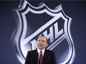 In this June 22, 2016, file photo, NHL Commissioner Gary Bettman speaks during a news conference in Las Vegas. The NHL says it will not participate in the 2018 Winter Olympics in Pyeongchang, South Korea.