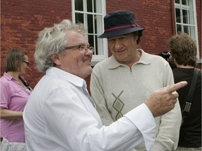 Kevin Tierney, left, with Robert Charlebois on the set of French Immersion in 2010.