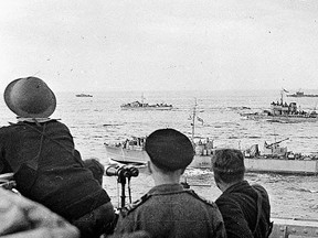 A landing craft en route to Dieppe, France, during Operation Jubilee on Aug. 19, 1942.