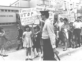 A Sept. 5, 1968 demonstration: Many St-Léonard parents wanted bilingual education for their children.