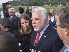 At a news conference in Quebec City on Tuesday morning, Quebec Premier Philippe Couillard criticized the opposition parties for inflaming the prejudices of Quebecers with their position on illegal immigration.