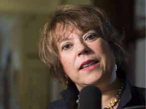 Higher Education Minister Hélène David at the legislature in Quebec City.