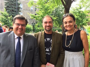 Montreal Mayor Denis Coderre, cartoonist Michel Rabagliati and Rita de Santis.