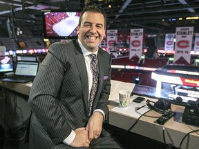 Play-by-play man John Bartlett prior to Montreal Canadiens versus Buffalo Sabres National Hockey League game in Montreal on Feb. 3, 2016.