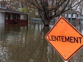 Maçons St. in Pierrefonds during flooding, May 8, 2017.