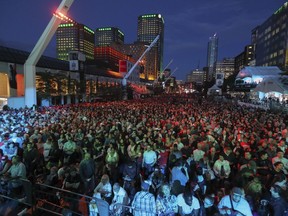 A large crowd waits for the arrival of Sharon Jones and the Dap-Kings at the Montreal International Jazz Festival at Place des festivals on June 29, 2016. This was the first big free outdoor concert of the festival.
