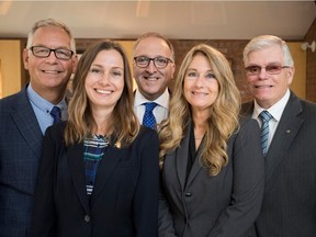 Eric McCarty (left to right), Justine McIntyre, Dominic Pavone, Manuela de Paoli and Roger Trottier have launched their campaign for Vrai Changement in Pierrefonds-Roxboro.