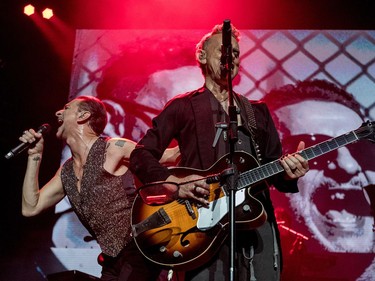 Depeche Mode lead vocals Dave Gahan, left, and Martin Gore at the Bell Centre in Montreal, on Tuesday, September 5, 2017.