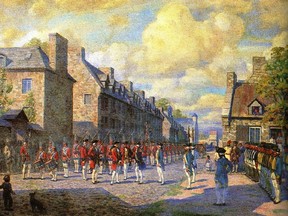 The capitulation of Montreal to the British in 1760.