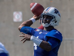 Alouettes QB Darian Durant at practice at the Olympic Stadium in Montreal, on Thursday, September 14, 2017.