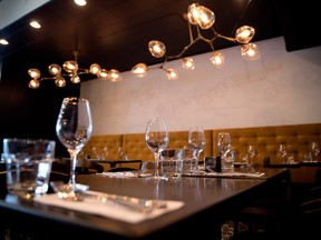Fine stemware is one of the features in the dining room at BYOW restaurant Gaston.