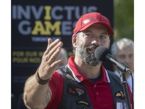 Invictus Games competitor Nic Meunier, pictured, spoke about the importance of the games during the event's National Flag Tour stop at Ste. Anne Hospital in Ste-Anne-de-Bellevue last week.