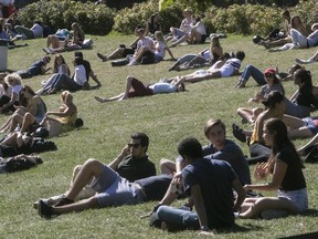 MONTREAL, QUE.: SEPTEMBER 21, 2017 -- Mcgill students enjoy the sun while on the downtown campus on Thursday September 21, 2017. (Pierre Obendrauf / MONTREAL GAZETTE) ORG XMIT: 59401 - 4212

GPS coordinates ( Lat, Long): ,
Pierre Obendrauf, Montreal Gazette