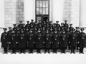 Members a Montreal police force sometime before 1929. A century before this photo was taken Montreal was a thieves' paradise due to the absence of a police force.