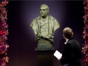 A statue representing Swedish industrialist Alfred Nobel at the Stockholm Concert Hall in Stockholm: Chemist Emil Fishcher received a Nobel Prize in 1902.