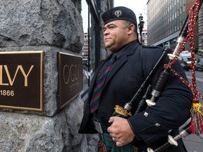 Jeffrey McCarthy has been playing his bagpipe at lunchtime at Ogilvy since 1992. The store, which is being merged with Holt Renfrew, has ended the 72-year-old tradition.