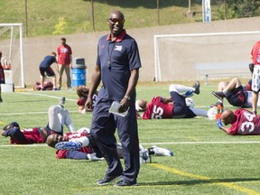 Alouettes general manager and new interim head coach Kavis Reed runs the team's practice on Wednesday.