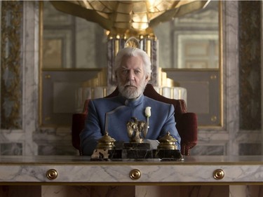 Donald Sutherland portrays President Snow in a scene from The Hunger Games: Mockingjay Part 1. (AP Photo/Lionsgate, Murray Close)