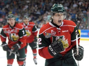 Halifax Mooseheads centre Nathan MacKinnon celebrates a goal against the Portland Winterhawks during the third period of Memorial Cup final action in Saskatoon, Sask., on Sunday, May 26, 2013. Five years removed from former Mooseheads stars MacKinnon, Jonathan Drouin and Zachary Fucale winning Ivan Hlinka Memorial Cup gold for Canada, Halifax now has a new crop of youth following in their footsteps.