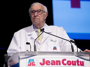 Jean Coutu Group chairman Jean Coutu speaks during the company's annual general meeting in Varennes on Tuesday, July 11, 2017.