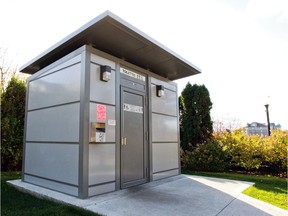This public toilet was installed near the boardwalk in Ste-Anne-de-Bellevue in 2013.