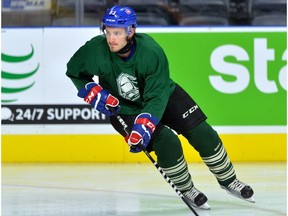 Canadiens defence prospect Victor Mete during London Knights practice at Budweiser Gardens on Monday August 28, 2017.