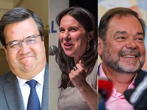 2017 Montreal mayoral candidates, from left: Denis Coderre, Valérie Plante, Jean Fortier.