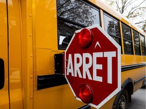 School bus with stop sign deployed.