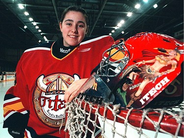 Goaltender Charline Labonté of the Quebec Major Junior Acadie-Bathurst Wednesday Dec. 1, 1999.