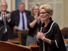 Ontario Premier Kathleen Wynne speaks at the National Assembly in Quebec City Sept. 21, 2017.