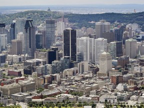 Montreal skyline looking northwest with Mount Royal in the background Wednesday June 28, 2017.