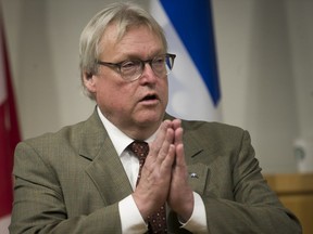 Quebec Health Minister Gaétan Barrette, seen in a July 2017 file photo, says the number of doctors leaving the public system to go private is not significant.
