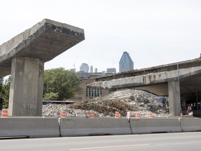 The city says most of the money spent on the 375th anniversary went to infrastructure projects like the redevelopment of the Bonaventure Expressway, seen here in July 2016.