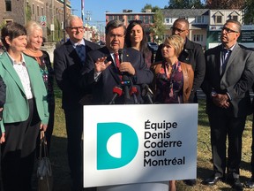 Incumbent mayor Denis Coderre promises to build and aquatic complex in Lachine if elected on Oct. 3, 2017.
