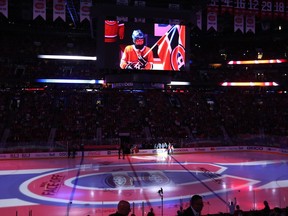 Home opening ceremonies at the Bell Centre prior to the game against the Chicago Blackhawks in Montreal on Tuesday October 10, 2017.