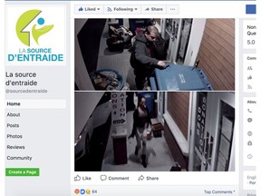 La Source d’entraide in St-Lazare posted surveillance photos of two individuals on its Facebook page.