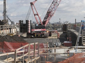 Part of the Turcot project is seen on Friday, Oct. 6, 2017. The Conseil Régional de l'Environnement would like to see bicycle infrastructure added to the project.