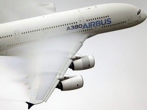 Airbus shares rose Tuesday thanks to an unusual no-cost deal with Canada's Bombardier that has angered U.S. rival Boeing. (AP Photo/Francois Mori, File)