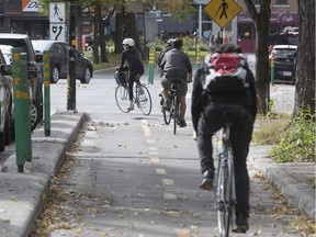 Cherrier St. bike path looking west from St-Hubert St. on October 19, 2017.