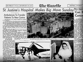 Page 3 of the Montreal Gazette of October 19, 1957, the day before Ste. Justine Hospital moved from its St. Denis St. location to its current location on Côte Ste. Catherine Rd.