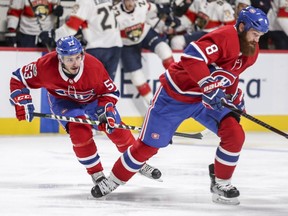 Victor Mete, left, impressed Canadiens coach Claude Julien when he was paired with Jordie Benn during Friday's pre-season victory.