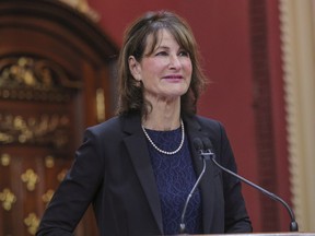 Kathleen Weil is sworn in as minister responsible for relations with English-speaking Quebecers in the new Liberal cabinet at the National Assembly in Quebec City, Wednesday, October 11, 2017.