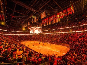 Fans at the Bell Centre take in the atmosphere during Game 1 of playoff series against the New York Rangers on April 12, 2017.