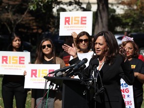 Senator Kamala Harris (D-CA) speaks during a rally for the Dream Act at the U.S. Capitol Oct. 3, 2017. Harris focused on women, families, and the LGBTQ community.