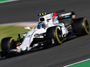 Lance Stroll of Canada drives the (18) Williams Martini Racing Williams FW40 Mercedes on track during the Formula One Grand Prix of Japan at Suzuka Circuit on Sunday, Oct. 8, 2017, in Suzuka.