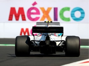 Lance Stroll steers his Williams during Friday practice for the Mexican Grand Prix. The Montreal native trails Brazilian teammate Felipe Massa by four points in the drivers' standings, with three races remaining.