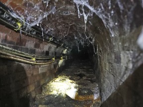 A Fatberg covers an 1852-built sewer at Westminster in in London, Monday, Sept. 25, 2017. British engineers are studying ways to dispose of yet another oversize "fatberg" threatening London's sewers. Stuart White of Thames Water says the latest fat blob is located in a busy area beneath Chinatown near London's famed Leicester Square. (AP Photo/Frank Augstein) ORG XMIT: FAS108
Frank Augstein, AP