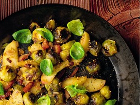Brussels sprouts combine with bacon and apples in this easy, fall warm salad from Rod Butters' The Okanagan Table: The Art of Everyday Home Cooking. Credit: Figure 1 Publishing